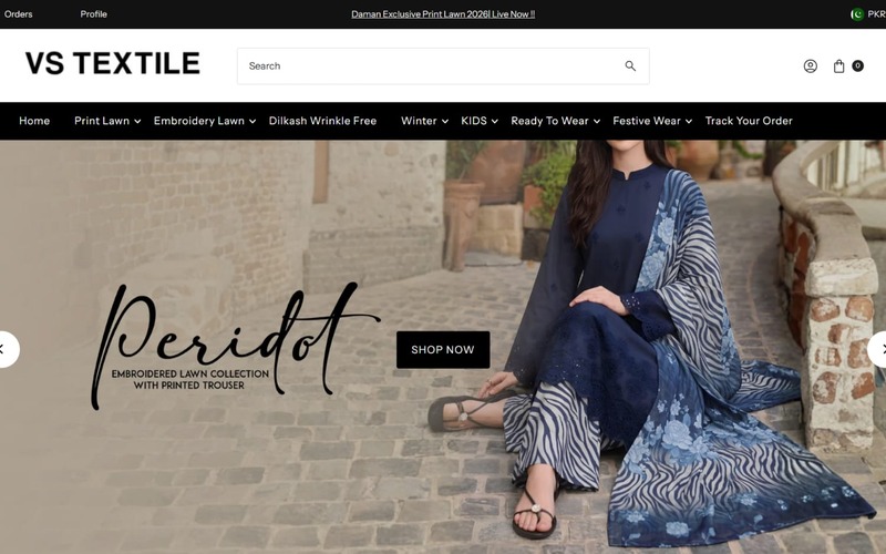 VS Textile Mills website preview