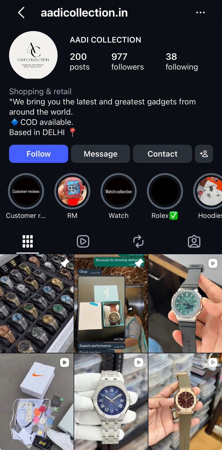 @aadicollection.in Instagram profile